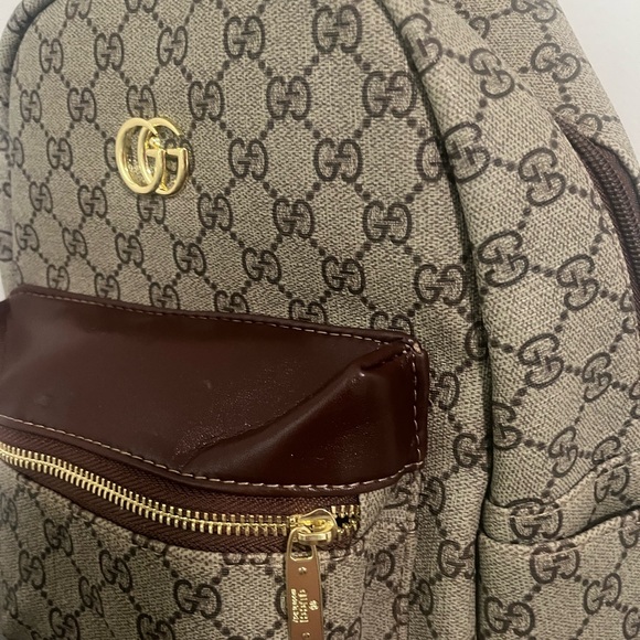 Gucci Beige and Brown Monogram Backpack - Picture 1 of 4